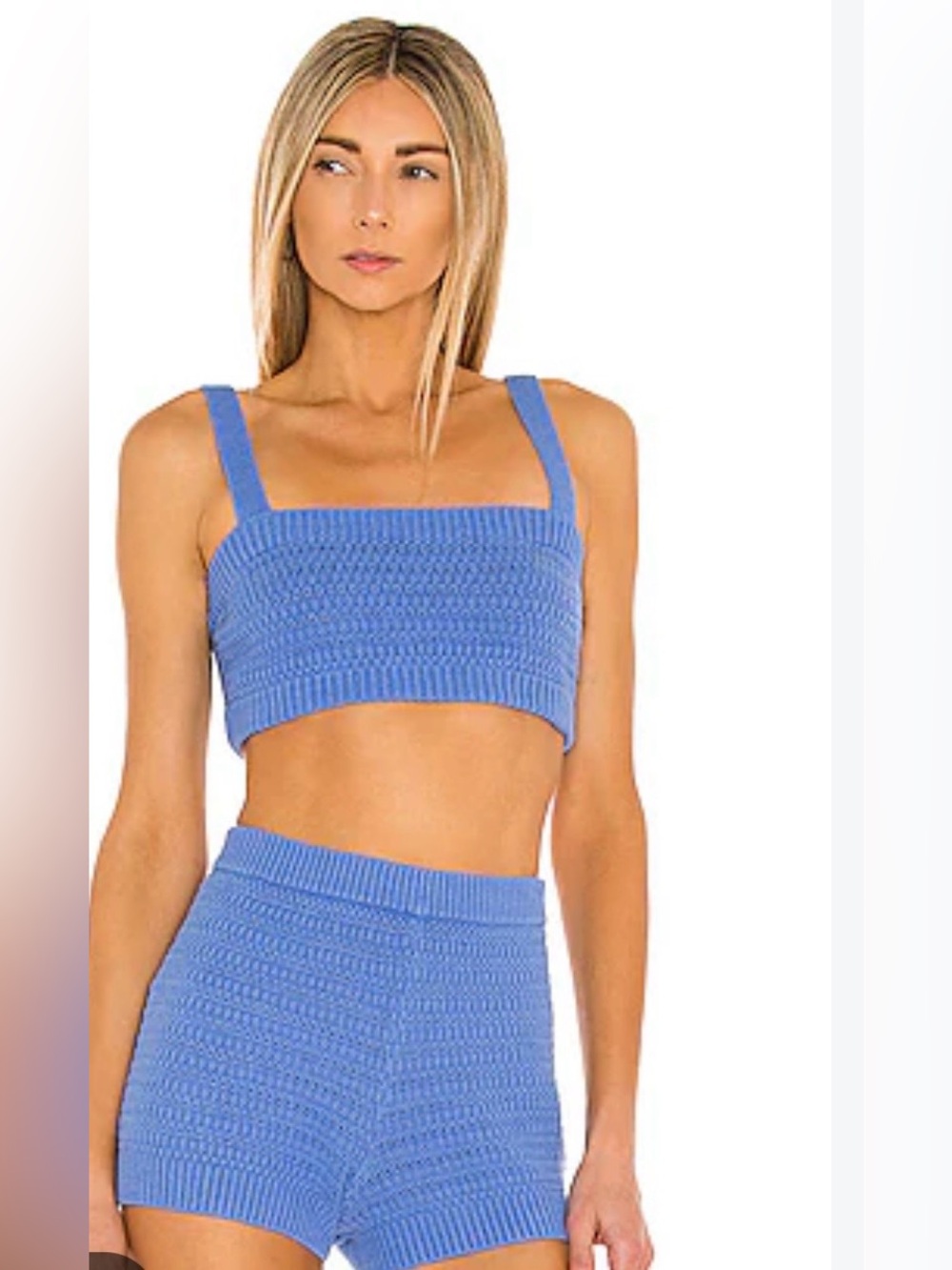 Lovers + Friends Periwinkle Blue Knit Cropped Tank